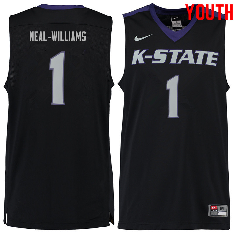 Youth #1 Shaun Neal-Williams Kansas State Wildcats College Basketball Jerseys Sale-Black